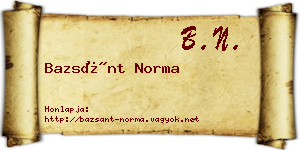 Bazsánt Norma névjegykártya